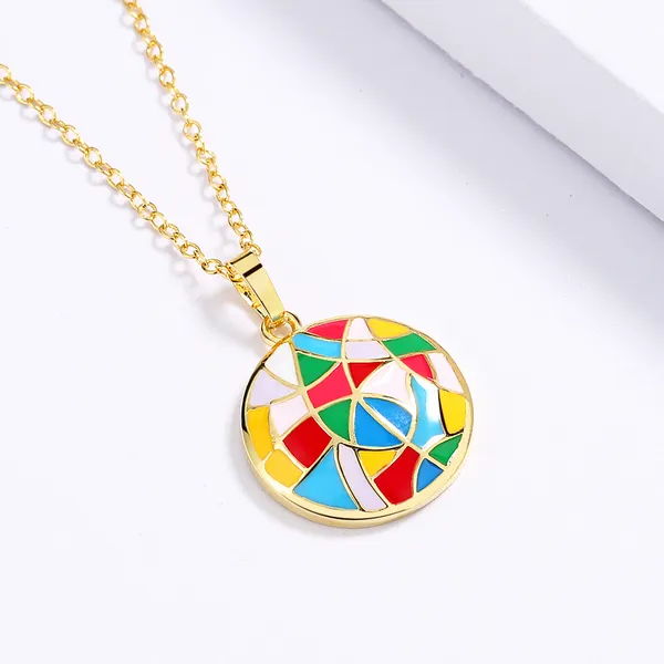 Gold_Enameled_Abstract_Circular_Stainless_Steel_Pendant_Chain_For_Women_&_Girls