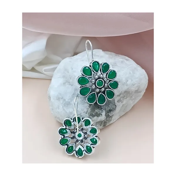 Green_Floral_Design_Oxidised_Pendant_Chain_Set_With_Earing_&_Ring_For_Women_&_Girls
