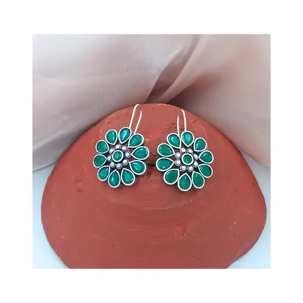 Green_Floral_Design_Oxidised_Pendant_Chain_Set_With_Earing_&_Ring_For_Women_&_Girls
