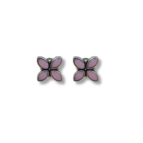 Floral_Designed_Oxidised_Earrings_With_Pink_Synthetic_Stone_For_Women_&_Girls,_Stylish_Fashinable_Earrings