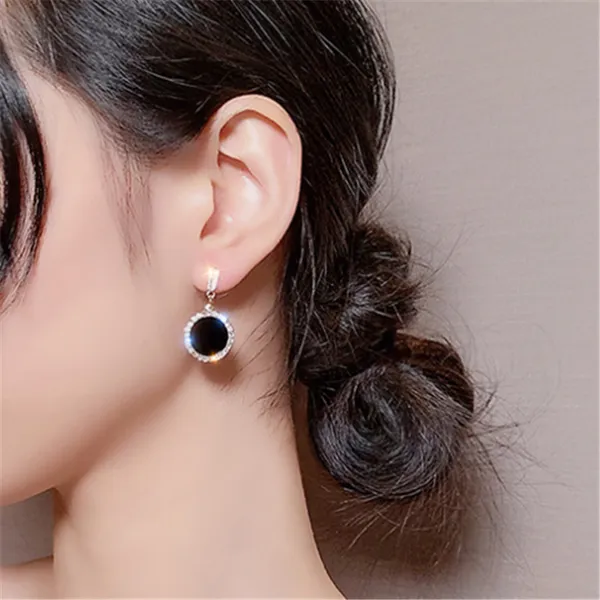 Black_colour_Gold_Plated_Circular_Shape_Stud_&_Zircon_Embellished_Drop_Earrings_for_women_&_girls,_Stylish,_Fashionable,_Korean_Jewelry