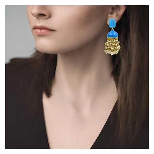 Enamel_Painted_Meeanakari_Jhumka_with_rectangular_Light_blue_stone_for_Women_&_Girls