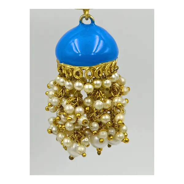 Enamel_Painted_Meeanakari_Jhumka_with_rectangular_Light_blue_stone_for_Women_&_Girls