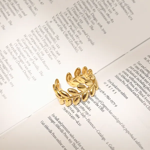 Leaf_Design_Gold-Plated_Ring_for_Women_&_Girls_|_Adjustable_18K_Stainless_Steel_Jewelry

