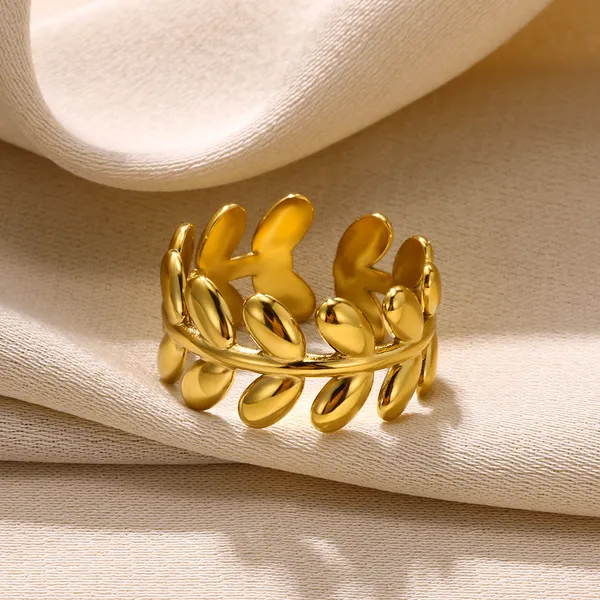 Leaf_Design_Gold-Plated_Ring_for_Women_&_Girls_|_Adjustable_18K_Stainless_Steel_Jewelry

