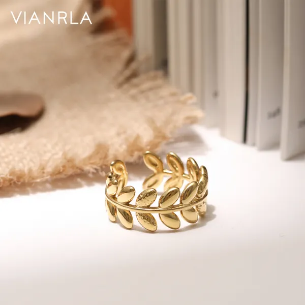 Leaf_Design_Gold-Plated_Ring_for_Women_&_Girls_|_Adjustable_18K_Stainless_Steel_Jewelry

