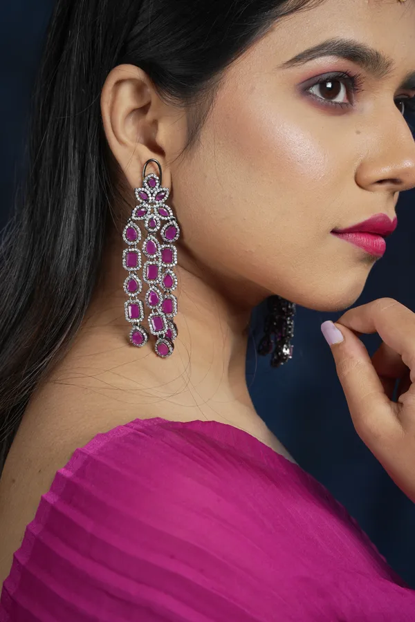 Purple_Long_Tassel_Style__Puple_American_Diamond_Fusion_Drop_Earring_For_Women_&_Girls