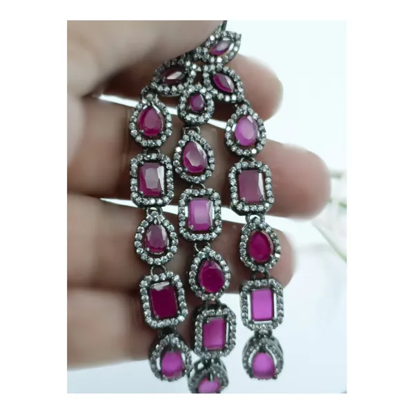 Purple_Long_Tassel_Style__Puple_American_Diamond_Fusion_Drop_Earring_For_Women_&_Girls