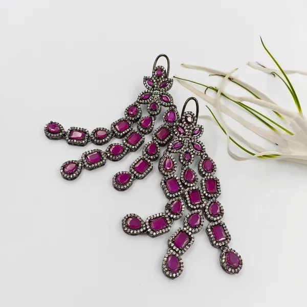 Purple_Long_Tassel_Style__Puple_American_Diamond_Fusion_Drop_Earring_For_Women_&_Girls