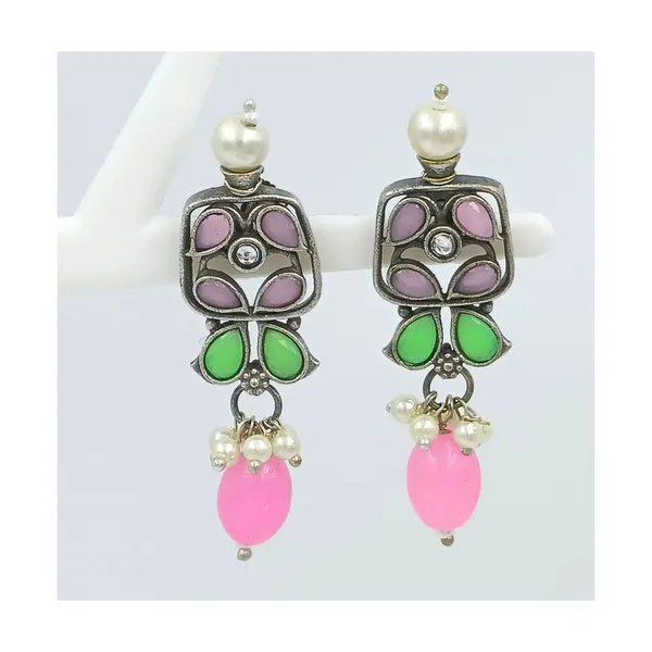 Pink_&__Green_Stunning_Pink_&_Green_Oxidized_Bridal_Necklace_Set_For_Women_&_Girls