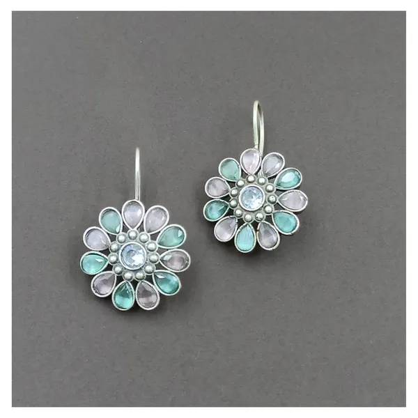 Floral_design_Mint_&_Pink_synthetic_stone_Oxidized_Necklace_set_with_Earring_&_Finger_Ring_for_women_&_girls