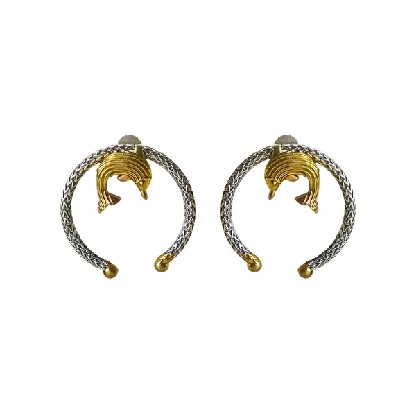 Dual_Tone_Tribal_Design_Fish_motif_Hoop_style_German_Silver_Earring_for_Girls_&_Women
