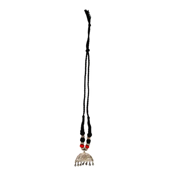 Banjara_Style_Silver_Look_Alike_Necklace_with_cotton_Red_&_Black_Strand_for_Women_&_Girls