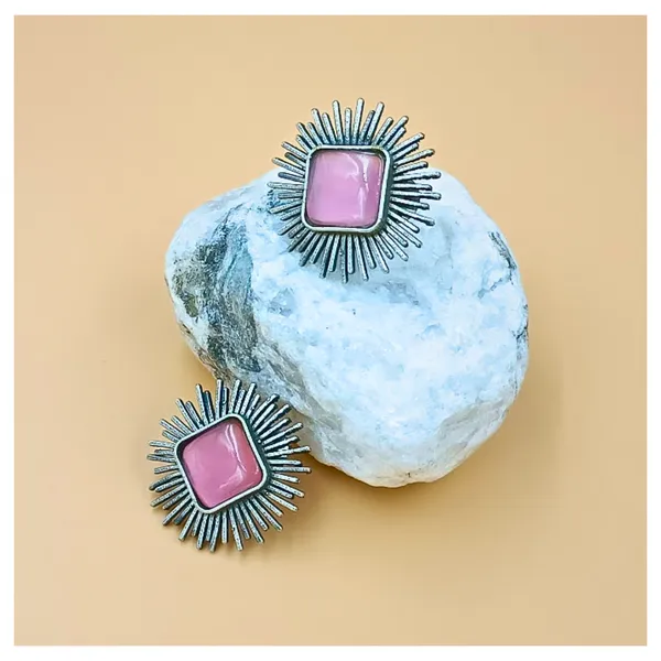 Pink_Colour_Silver_Look_Alike_Sun_Rays_Design_Oxidised_Stud_For_Women_&_Girls