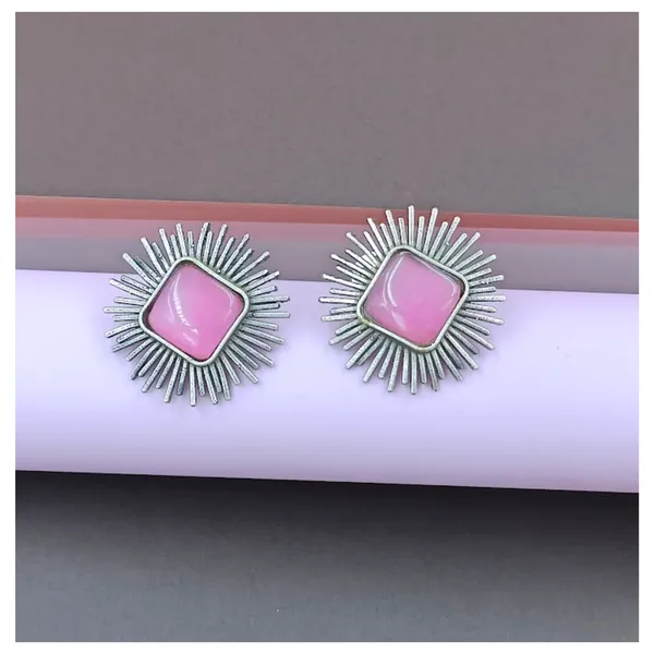 Pink_Colour_Silver_Look_Alike_Sun_Rays_Design_Oxidised_Stud_For_Women_&_Girls