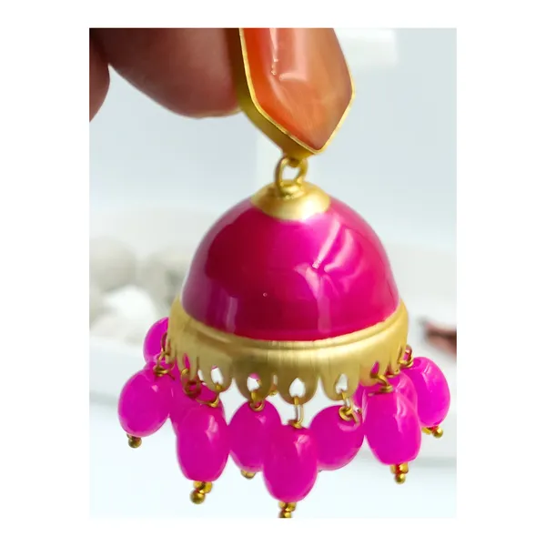 Pink_enamel_painted_gold_polished_beautiful_stylish_Traditional_Jhumka_for_Women_&_Girls