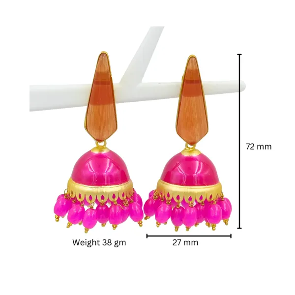 Pink_enamel_painted_gold_polished_beautiful_stylish_Traditional_Jhumka_for_Women_&_Girls