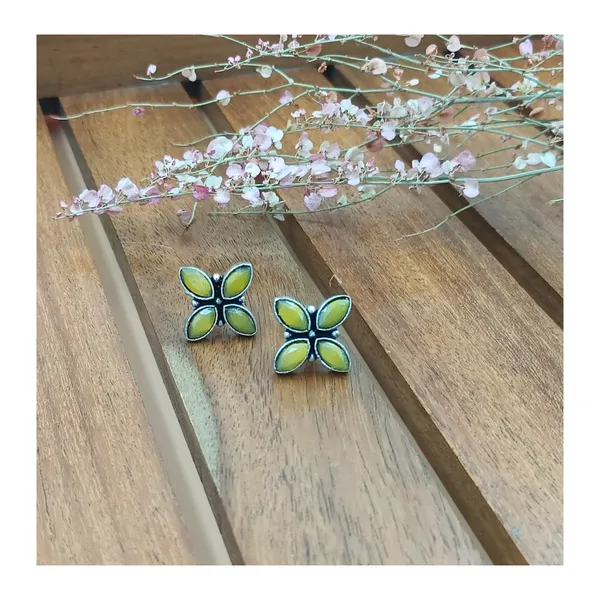 Yellow_Colour_Floral_Shape_Oxidised_Stud_for_women_&_girls,_Stylish_Fashionable_Earring