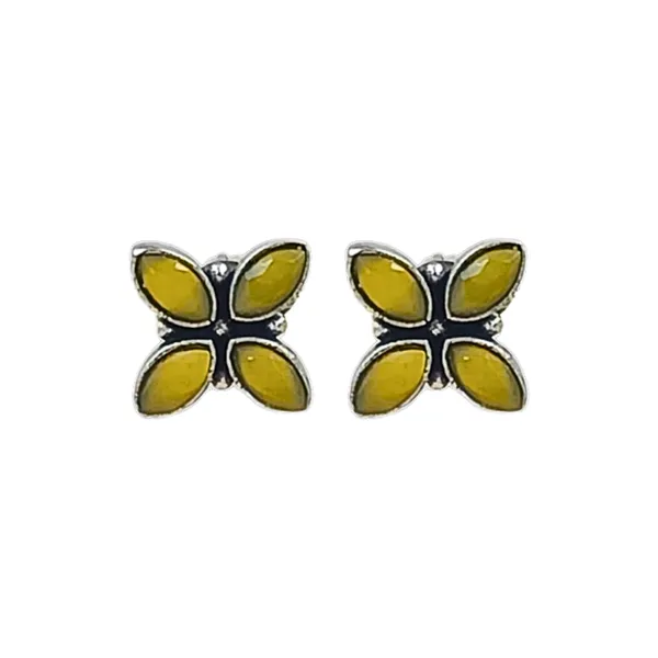 Yellow_Colour_Floral_Shape_Oxidised_Stud_for_women_&_girls,_Stylish_Fashionable_Earring