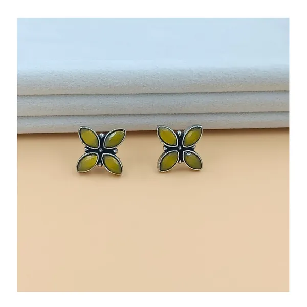 Yellow_Colour_Floral_Shape_Oxidised_Stud_for_women_&_girls,_Stylish_Fashionable_Earring