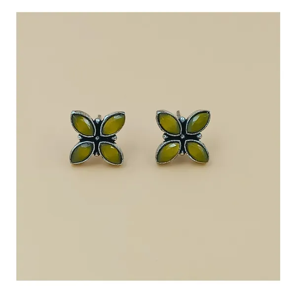 Yellow_Colour_Floral_Shape_Oxidised_Stud_for_women_&_girls,_Stylish_Fashionable_Earring