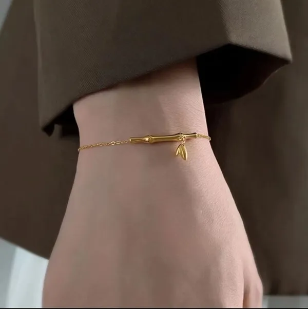 Anti_Tarnish_Bamboo_Leaf_Design_titanium_steel_PVD_Gold_plated_Stainless_Steel_bracelet_Chain_Bracelet_For_Girls_&_Women