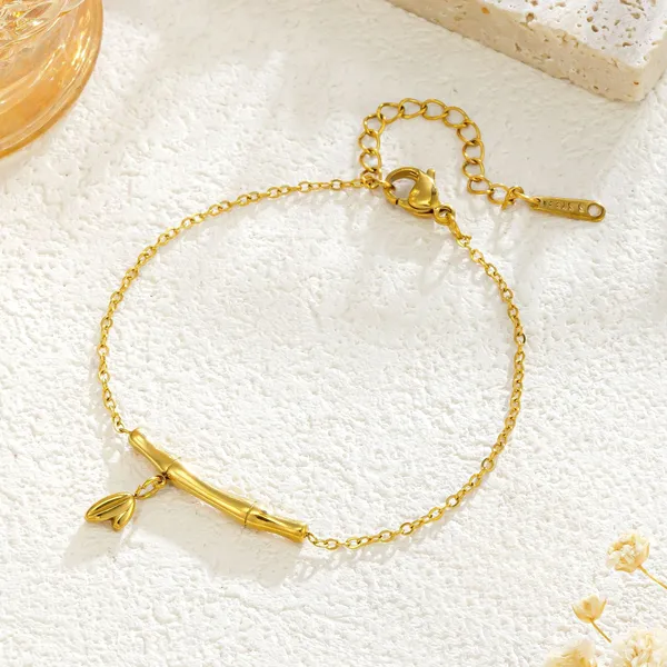Anti_Tarnish_Bamboo_Leaf_Design_titanium_steel_PVD_Gold_plated_Stainless_Steel_bracelet_Chain_Bracelet_For_Girls_&_Women