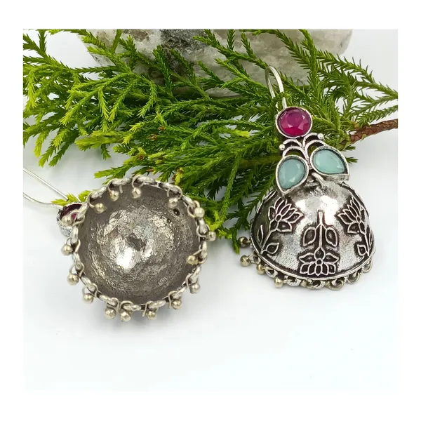 Aqua_Blue_&_Pink_Pink_&_Mint_Dangler_Style_Oxidized_Jhumka_For_Women_&_Girls