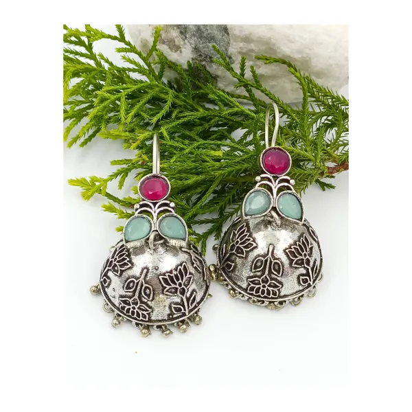 Aqua_Blue_&_Pink_Pink_&_Mint_Dangler_Style_Oxidized_Jhumka_For_Women_&_Girls