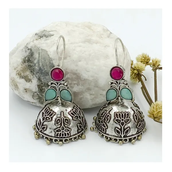 Aqua_Blue_&_Pink_Pink_&_Mint_Dangler_Style_Oxidized_Jhumka_For_Women_&_Girls