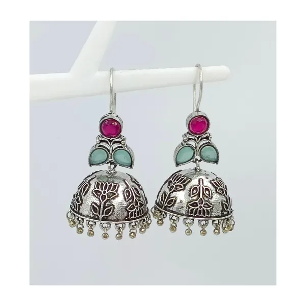 Aqua_Blue_&_Pink_Pink_&_Mint_Dangler_Style_Oxidized_Jhumka_For_Women_&_Girls