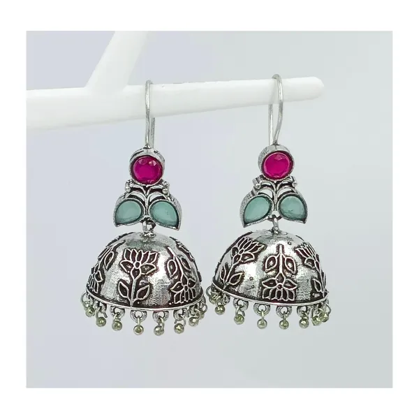 Aqua_Blue_&_Pink_Pink_&_Mint_Dangler_Style_Oxidized_Jhumka_For_Women_&_Girls