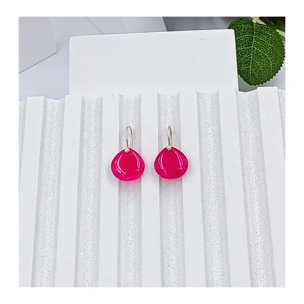Stylish_Vibrant_Pink_Colour_Fuchsia_Chalcedony_Dangler_for_Girls_&_Women,_Natural_Stone_jewellery,_Gemstone_Jewellery