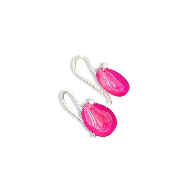 Stylish_Vibrant_Pink_Colour_Fuchsia_Chalcedony_Dangler_for_Girls_&_Women,_Natural_Stone_jewellery,_Gemstone_Jewellery