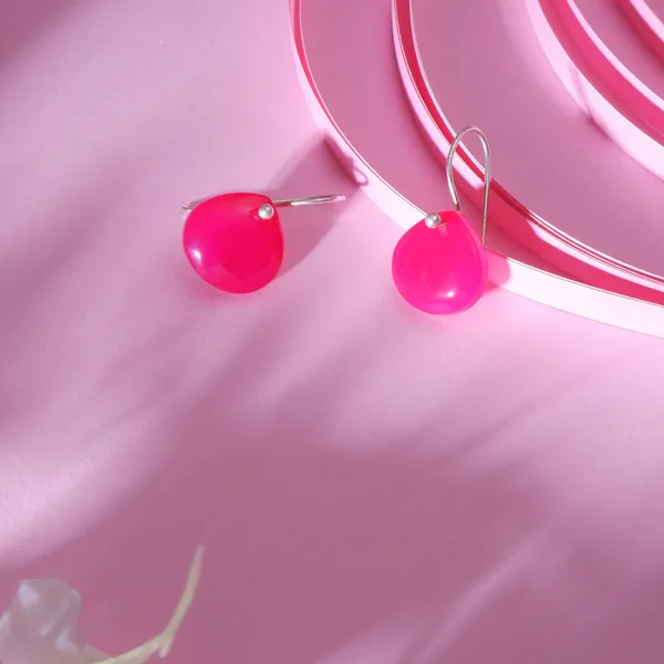 Stylish_Vibrant_Pink_Colour_Fuchsia_Chalcedony_Dangler_for_Girls_&_Women,_Natural_Stone_jewellery,_Gemstone_Jewellery