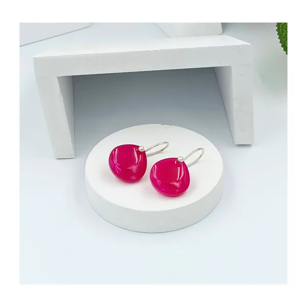 Stylish_Vibrant_Pink_Colour_Fuchsia_Chalcedony_Dangler_for_Girls_&_Women,_Natural_Stone_jewellery,_Gemstone_Jewellery
