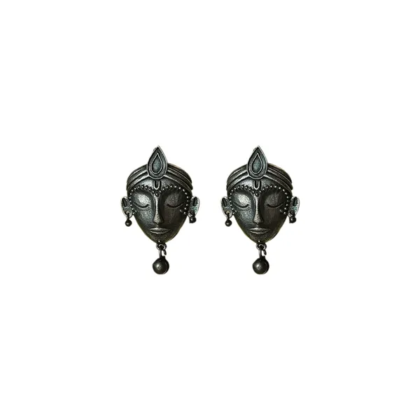 Oxidized_Human_Face_Oxidized_Stud_With_Steel_Bead_Drop_For_Women_&_Girls,_Stylish_&_Fashionable_Earring