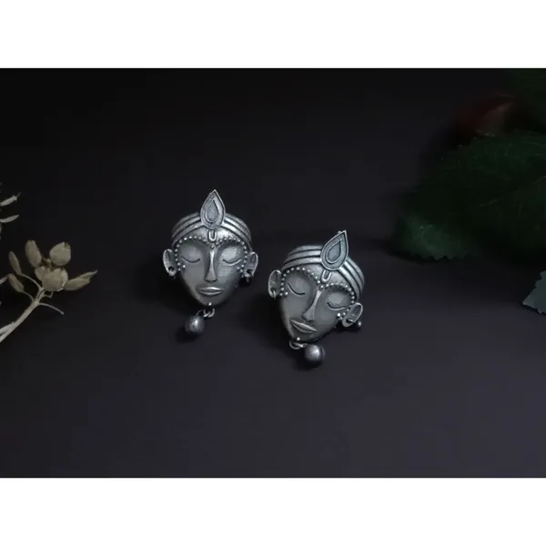 Oxidized_Human_Face_Oxidized_Stud_With_Steel_Bead_Drop_For_Women_&_Girls,_Stylish_&_Fashionable_Earring