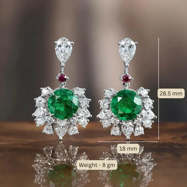 BLACKBOX_Emerald_Green,_White_&_Pink_Zircon_Drop_Earrings_for_Women_|_CZ_Dangler