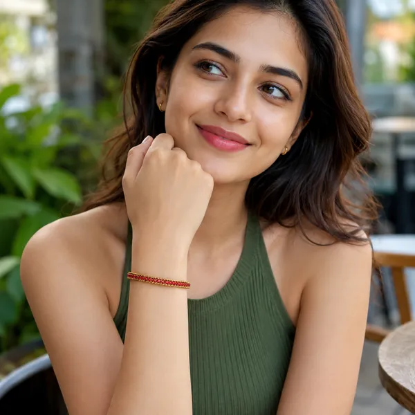BLACKBOX_Stainless_Steel_Red_Cubic_Zirconia_Tennis_Bracelet_for_Women_&_Girls_