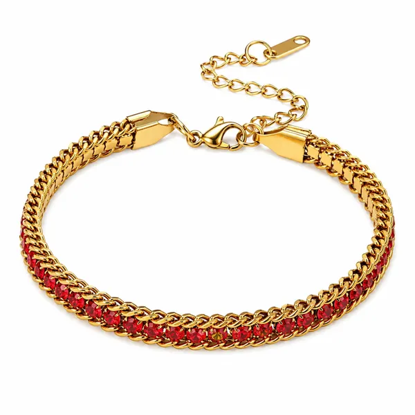 BLACKBOX_Stainless_Steel_Red_Cubic_Zirconia_Tennis_Bracelet_for_Women_&_Girls_