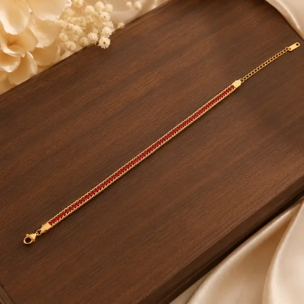 BLACKBOX_Stainless_Steel_Red_Cubic_Zirconia_Tennis_Bracelet_for_Women_&_Girls_