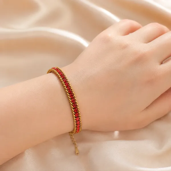 BLACKBOX_Stainless_Steel_Red_Cubic_Zirconia_Tennis_Bracelet_for_Women_&_Girls_