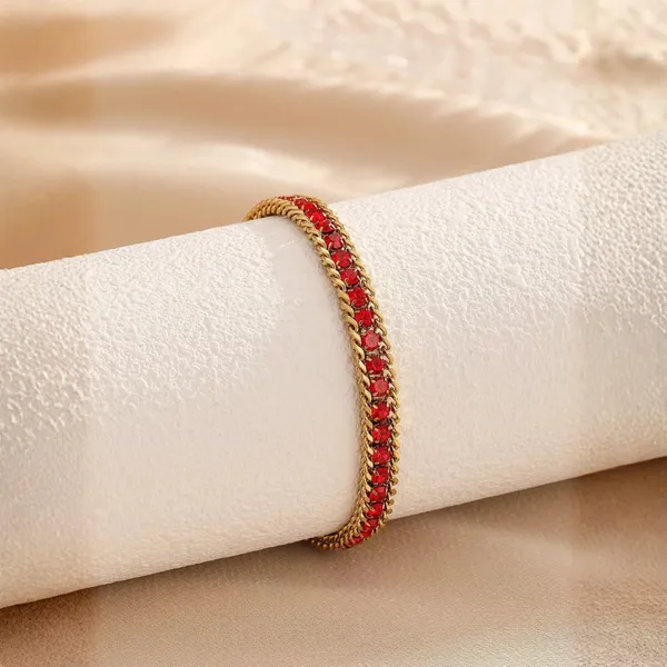 BLACKBOX_Stainless_Steel_Red_Cubic_Zirconia_Tennis_Bracelet_for_Women_&_Girls_