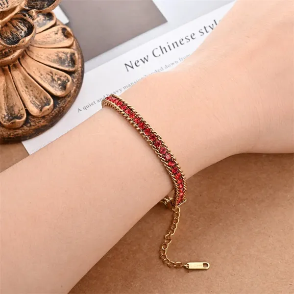 BLACKBOX_Stainless_Steel_Red_Cubic_Zirconia_Tennis_Bracelet_for_Women_&_Girls_