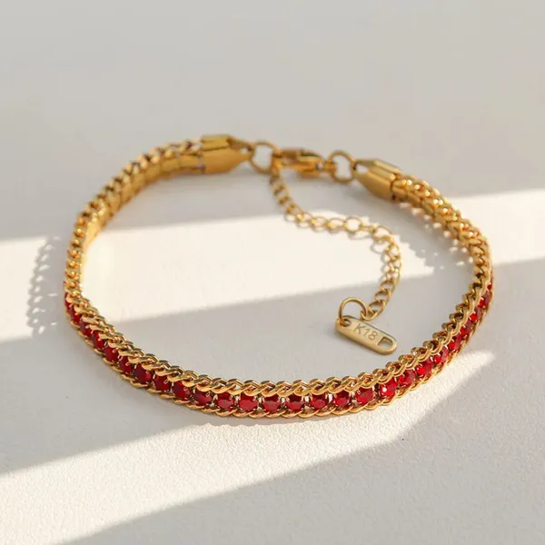 BLACKBOX_Stainless_Steel_Red_Cubic_Zirconia_Tennis_Bracelet_for_Women_&_Girls_