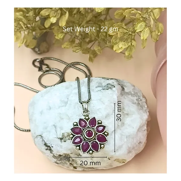 Red_Magenta_Glass_Stone_Pendant_Set_for_Women_&_Girls_|_Includes_Matching_Finger_Ring