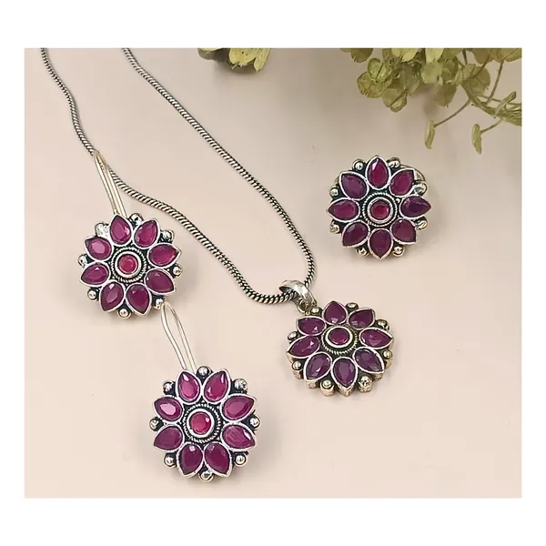 Red_Magenta_Glass_Stone_Pendant_Set_for_Women_&_Girls_|_Includes_Matching_Finger_Ring