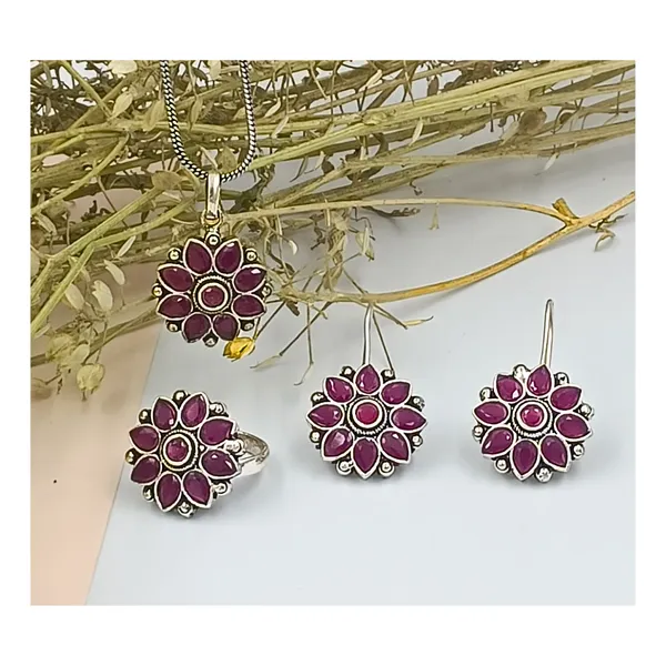 Red_Magenta_Glass_Stone_Pendant_Set_for_Women_&_Girls_|_Includes_Matching_Finger_Ring