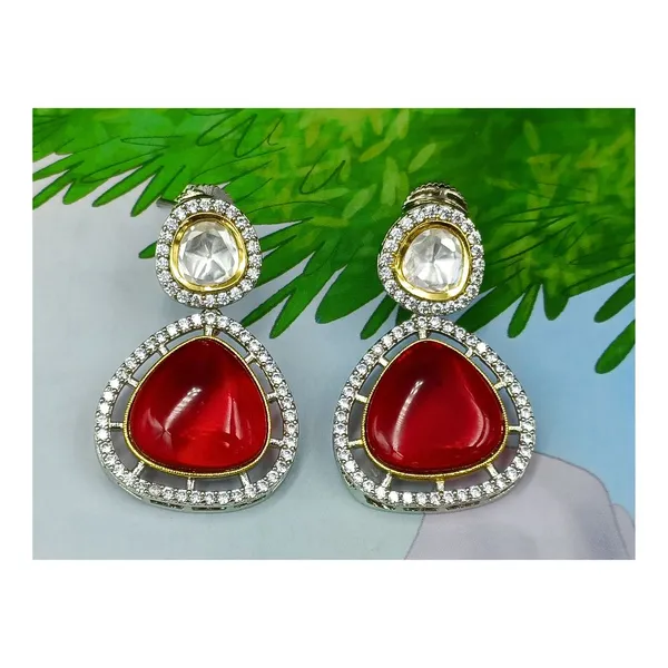 Red_Colour_Traditional_Kundan_Dangler_Earring_For_Women_&_Girls_|_Stylish_&_Fashionable_Earing
